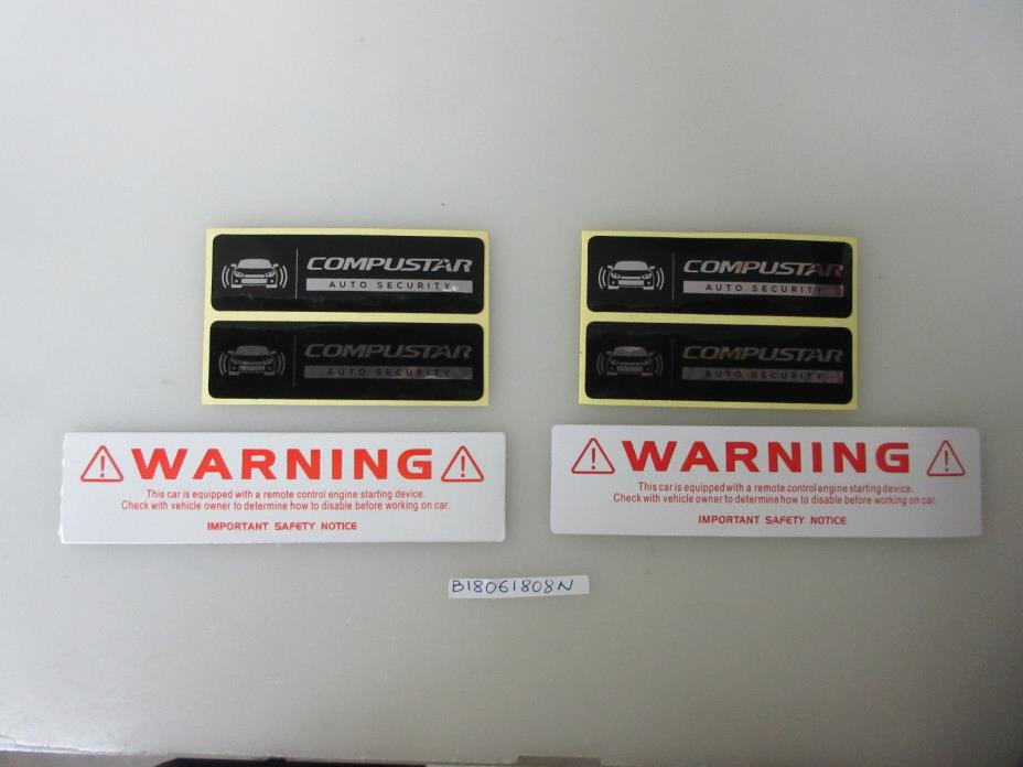 Lot of 2 sets GENUINE COMPUSTAR Car Alarm Security Stickers Decals