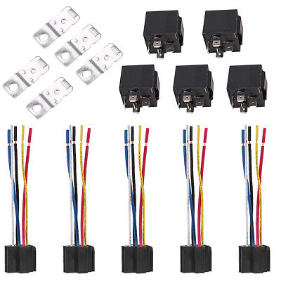 5PCS 30/40 AMP Relay Harness (Short) SPDT 12V Bosch Style Auto Relay with Wires