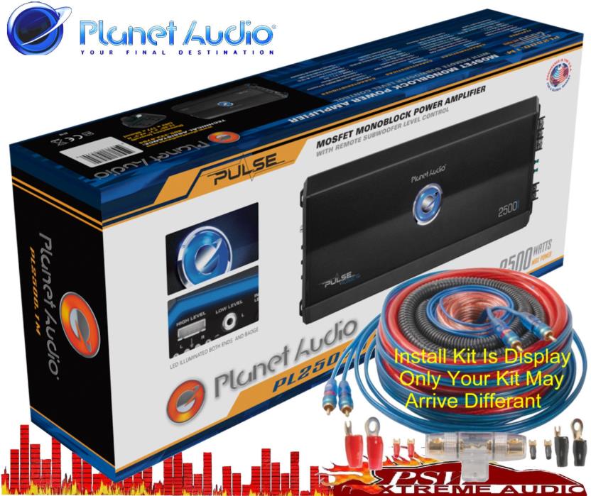 PL25001M Planet Audio PULSE 2500watt 1 Ch Class A/B Amplifier w-Install Kit