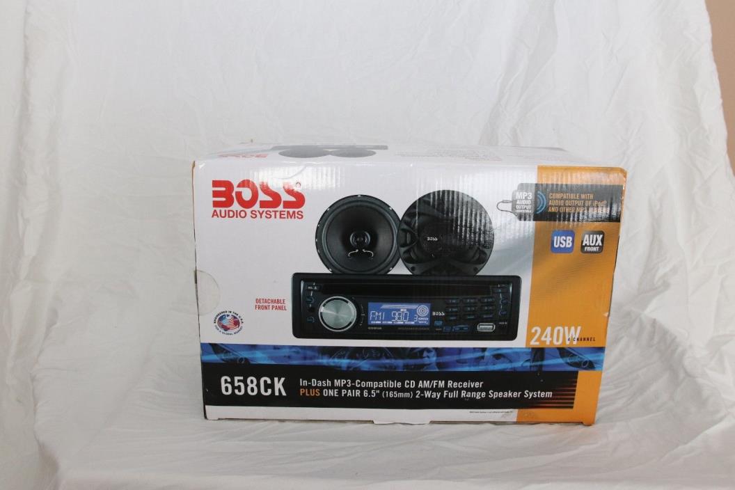 BOSS In-Dash MP3 CD AM/FM Receiver 658CK USB AUX + Speakers 240w 4 Channel