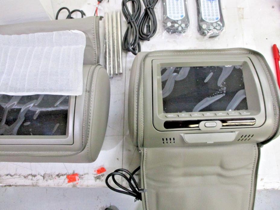 Grey Car Headrest Zip Up Monitors - Set of 2 - D728PB