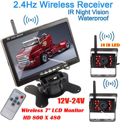2x Wireless 18LEDs IR Waterproof Backup Camera Kit+7