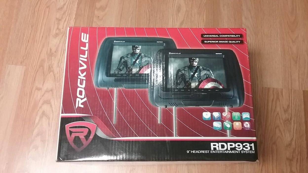 Rockville RDP931-BK 9” Black Car DVD/USB/HDMI Headrest Monitors+Video Games