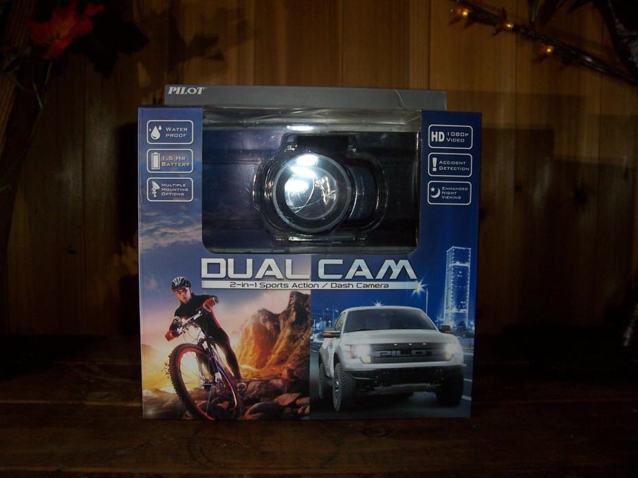 PILOT DUAL CAM SPORTS DASH CAMERA 1.5 HR BATTERY HD VIDEO NIGHT VIEWING CAR CAM