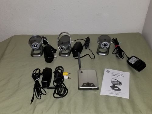 GE 45260rR Wireless Color Video 3 Camera's with Receiver System Day/Night audio