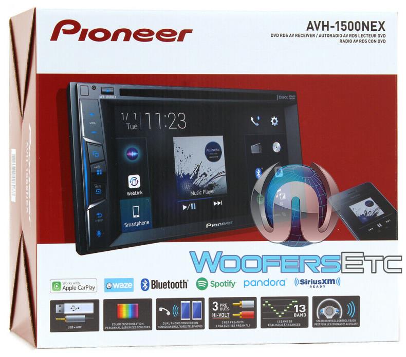 PIONEER AVH-1500NEX CD DVD BLUETOOTH USB AUX CAR PLAY WAZE SIRIUS XM READY RADIO