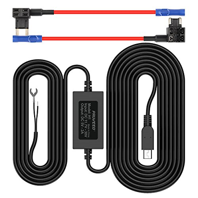 Pruveeo Hard Wire Kit for Dash Cam with 2 Fuse Tap Cable, Mini USB Port, 12V ...