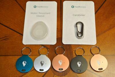 5 PACK TrackR Bravo Bluetooth Tracker IPhone Android BLUE Silver PEECH Carabiner