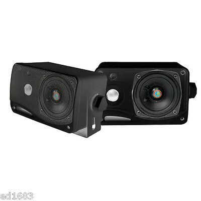 200W Black High Quality 3.5'' 3-Way Marine Box Speakers Indoor Outdoor Boat Use