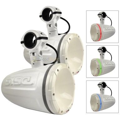 2 DS18 Compression Drivers Marine Tower Speaker RGB 900 Watt Max NXL-DTW White