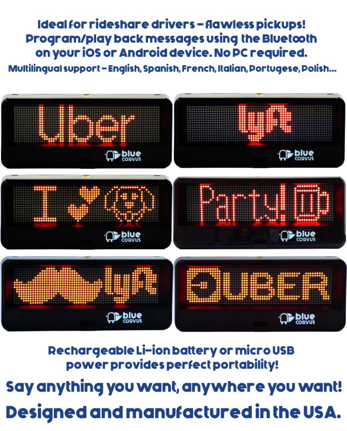 The Bird Rechargeable -  Rideshare Bluetooth-Programmable Scrolling LED Sign!