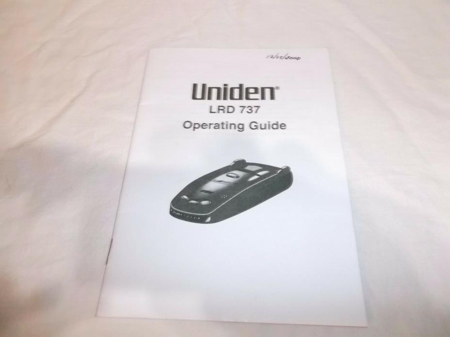 Uniden LRD 737 Radar Detector Operating Guide User's Manual Instructions