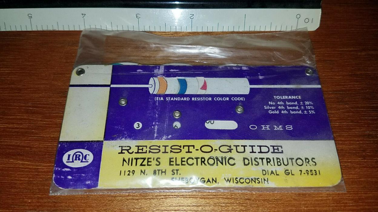 Vintage 1958 IRC Resist-O-Guide RETMA Resistor Color Decoder Nitze's Electronics