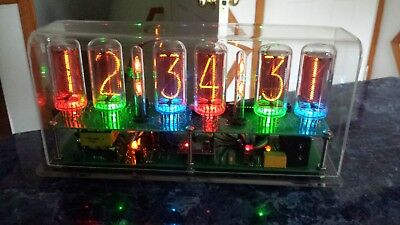 Homemade 6 digit Nixie clock IN-18 RGB led with wifi connection & battery backup