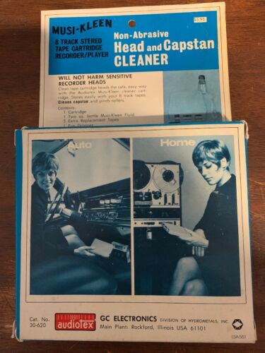 Vintage1970's Musi-Kleen Kit AUDIOTEX #30-620 for Cleaning 8 Track Stereos,USA