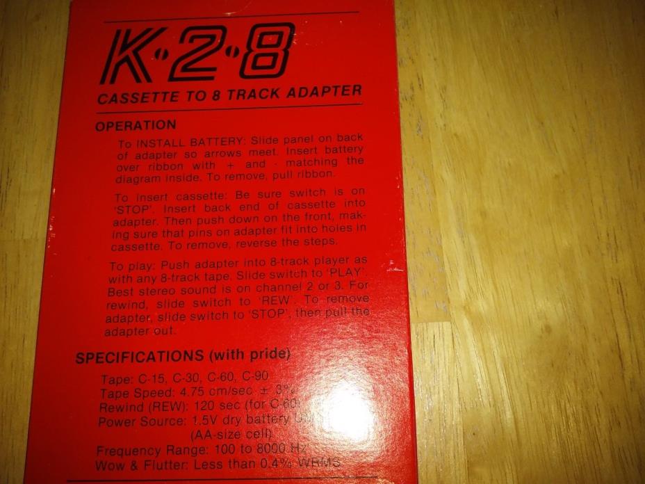 cassette to 8 track adapter   K-2-8