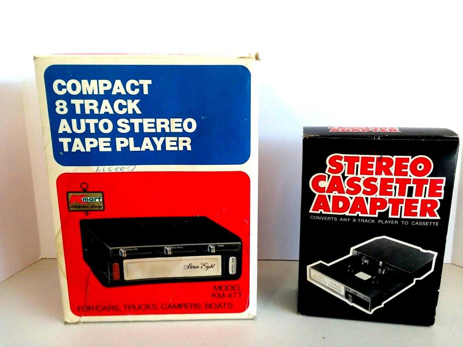 Vintage Kmart  Compact 8 Track Auto Stereo Tape Player and Cassette Adapter NIOB