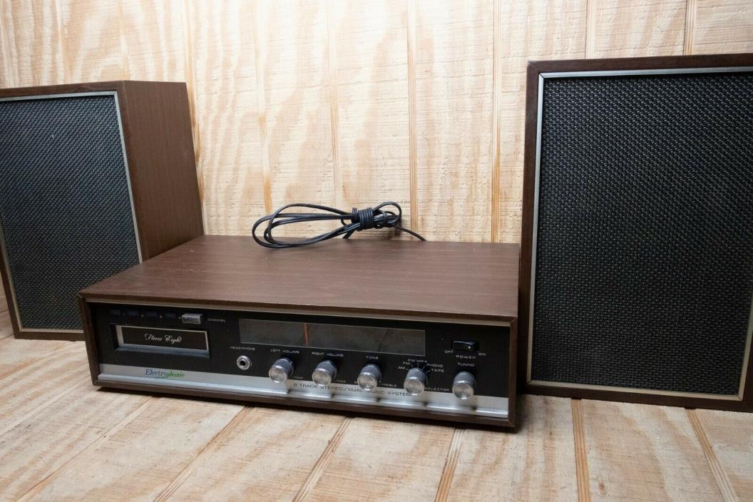 Vintage Electrophonic AM/FM 8 Track Player with Speakers Model T-4200