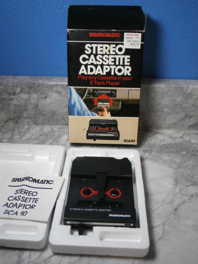 Vintage Sparkomatic Stereo Cassette Adaptor 8 Track To Cassette SCA10 In Box