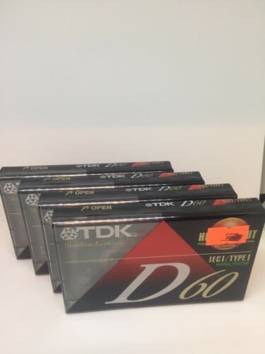 4x TDK D60 Type 1 Audio Cassette 60min Tape Brand New Sealed
