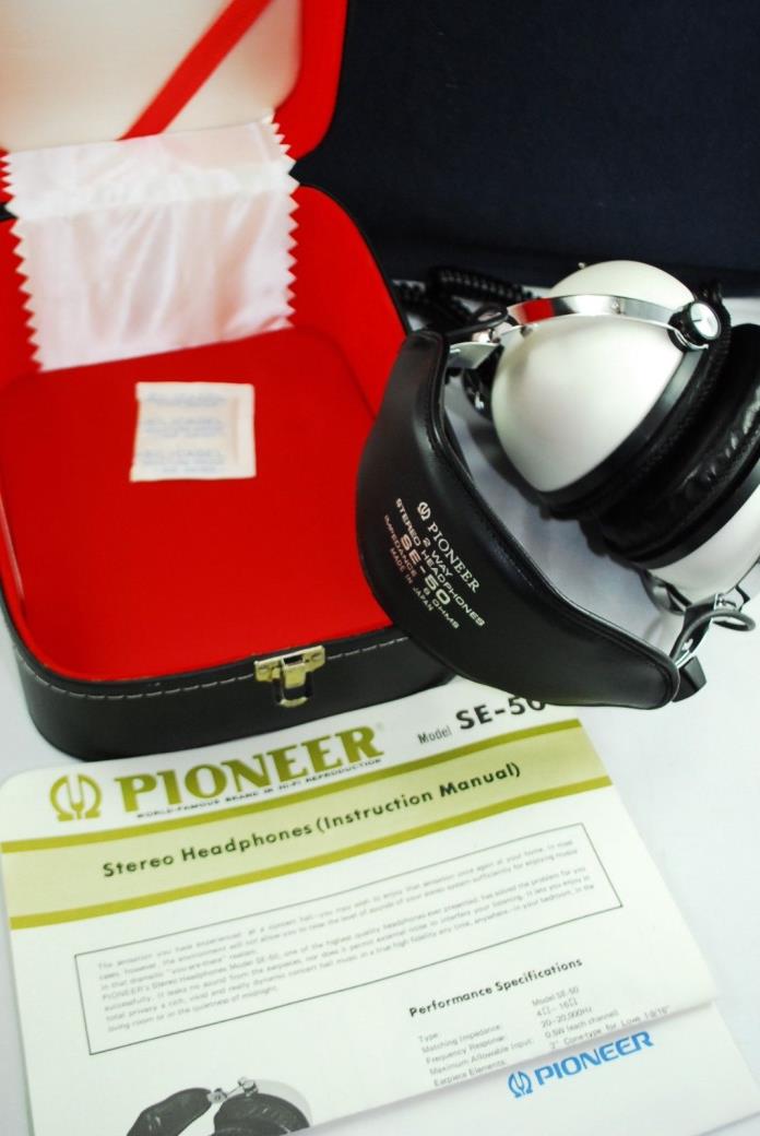 PIONEER SE-50 TWO-WAY STEREO HEADPHONES with STORAGE CASE & Manual