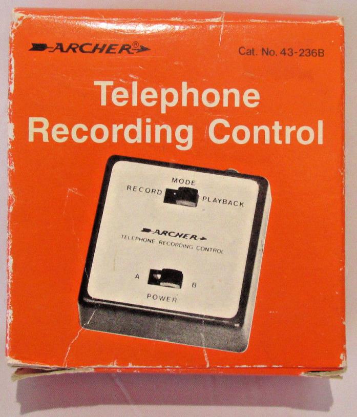 Vintage Archer Telephone Recording Control Module & AC Adapter 43-256B NIB