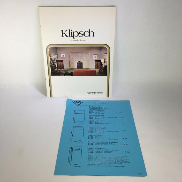Original Vintage KLIPSCH Loudspeaker Systems Catalog Brochure & Price List 1973