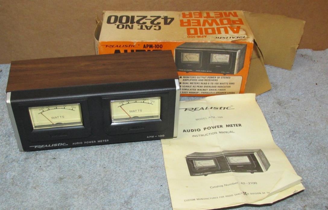 Vintage RADIO SHACK REALISTIC APM-100 Audio Power Meter 42-2100 IOB J0939