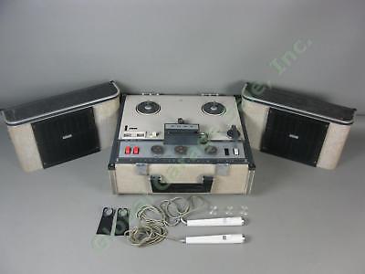 Vtg 1960s Sony TC200 Tapecorder Reel to Reel Tape Recorder w/2 F-96 Mics Working