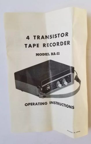 Apolec RA11 Transistor Portable Tape Recorder Operating Instructions