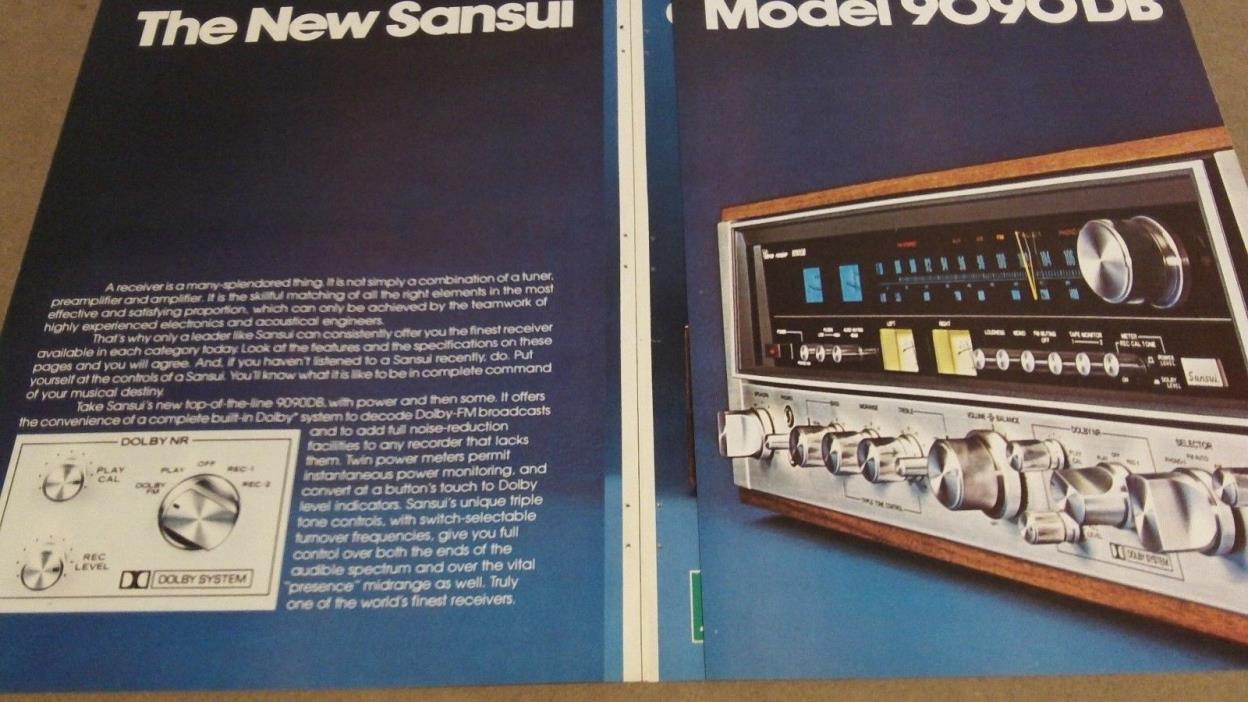 The New Sansui Model 9090 DB Stereo Receiver  -  Vintage 1970's Fold Out Ad !