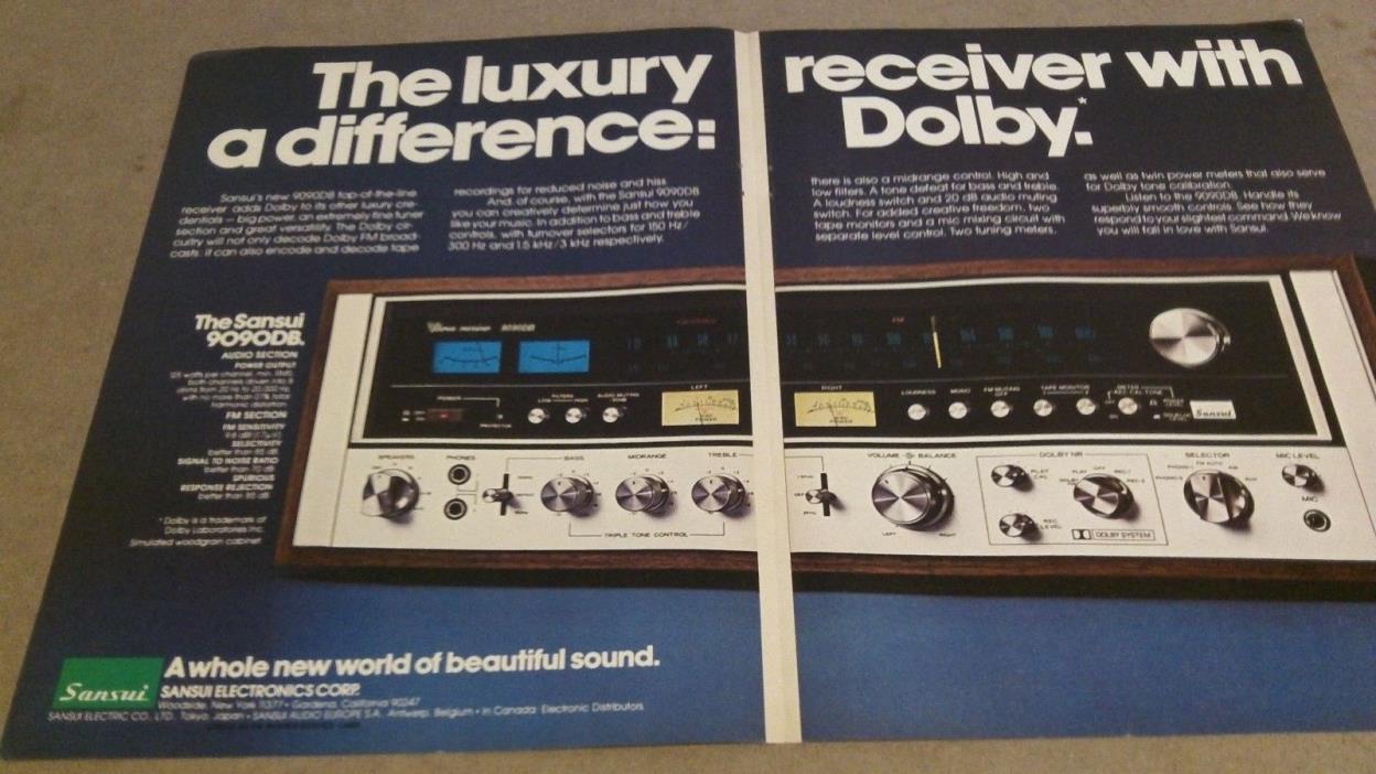 Sansui - The Luxury Receiver with Dolby - 1970's Vintage Ad  - Fold Out Ad
