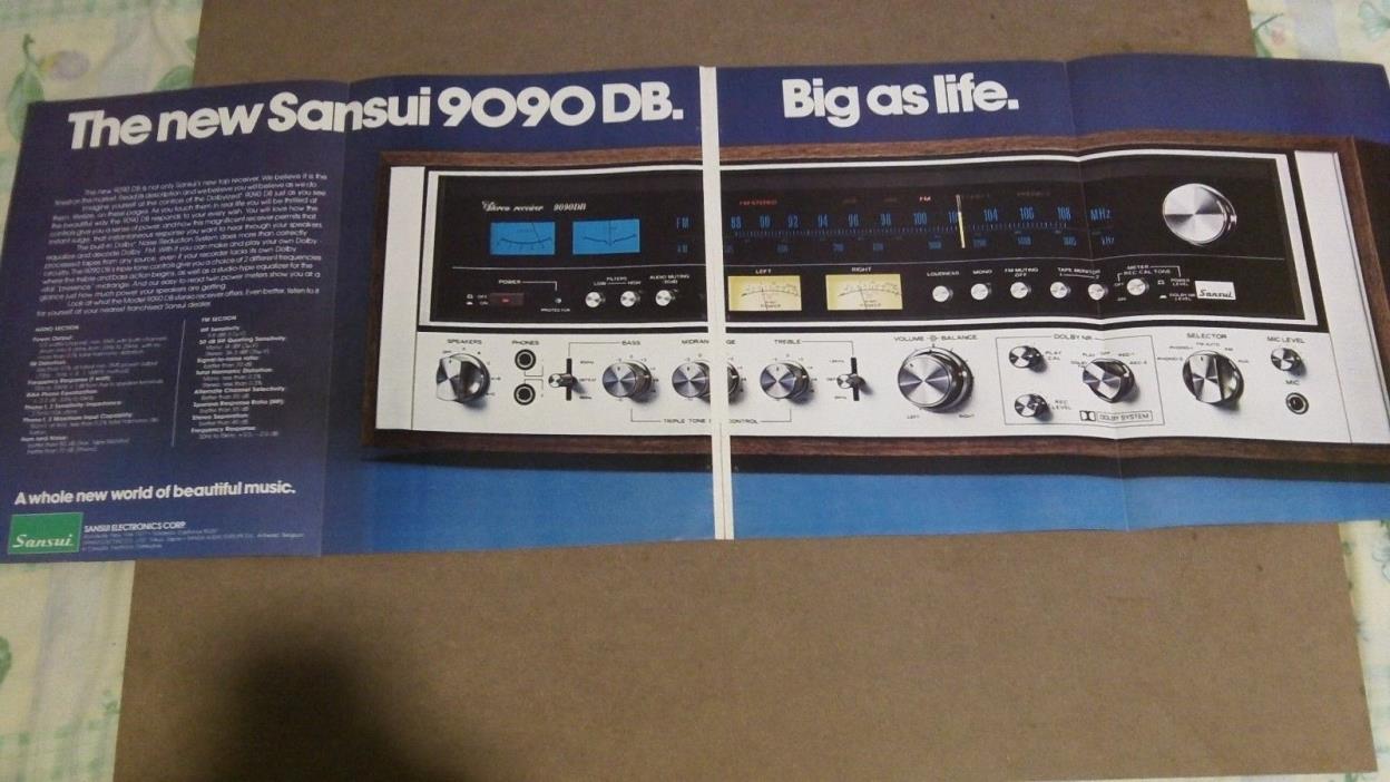 Sansui's Unveils Its New Top receivers - 1970's Vintage Ad  - Fold Out Ad