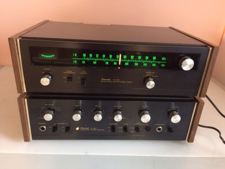 VINTAGE SANSUI AU 505 AMPLIFIER AND TU 505 TUNER.  UPGRADED LED, NEW CAPS!!