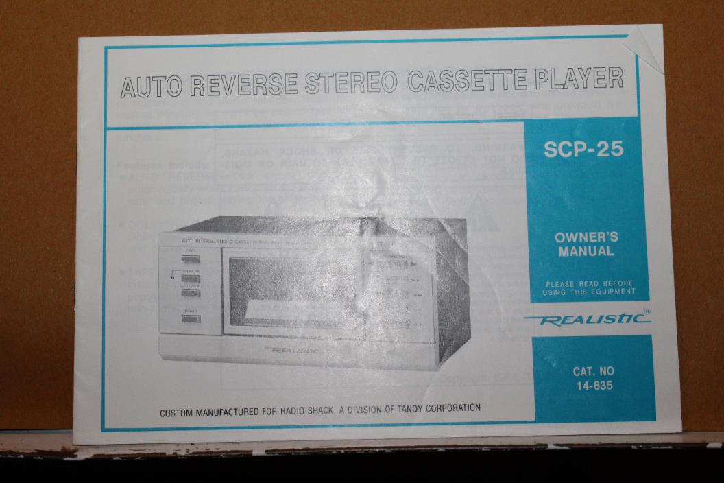 Vintage Realistic Auto Reverse Stereo Cassette Player Owner Manual SCP-25 14-635