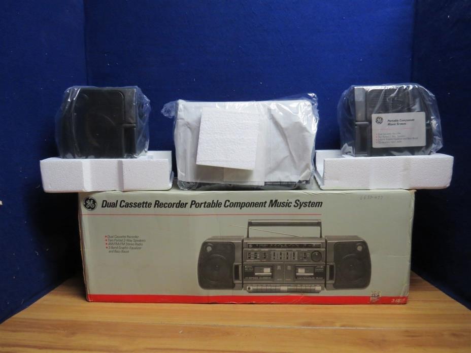 GE DUAL CASSETTE RECORDER 3-5677 PORTABLE MUSIC SYSTEM BOOM BOX  LV1579