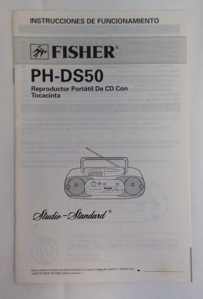 Operating instruction Manual Fisher PH-DS50 CD Player w/ Cassette Deck 1990's
