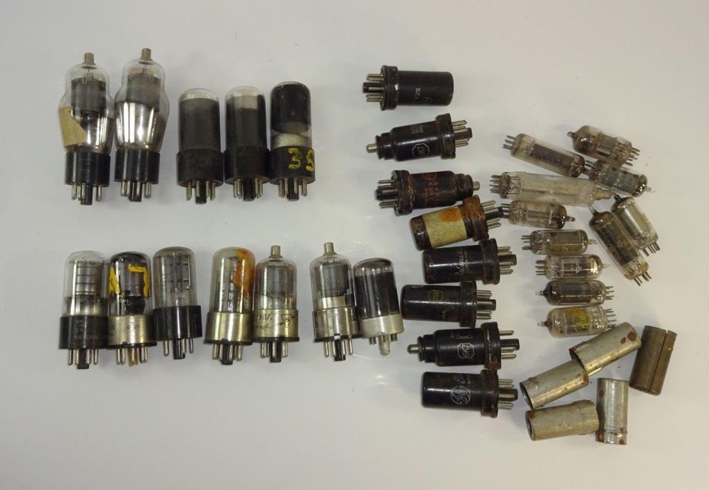 Lot of 36 Various Steam Punk Art Assorted Mixed Vintage Radio Amp Vacuum Tubes