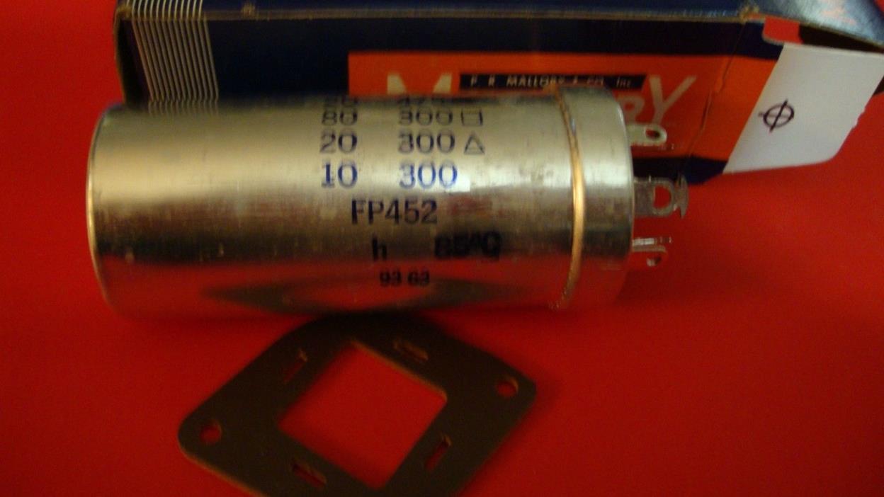 Vintage Mallory Capacitor FP452  4 SECTION CAN  20@475, 80@300, 20@300, 10@300