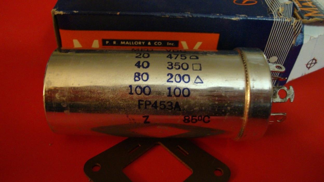Vintage Mallory Capacitor FP453A  4 SECTION CAN  20@475, 40@350, 80@200, 100@100