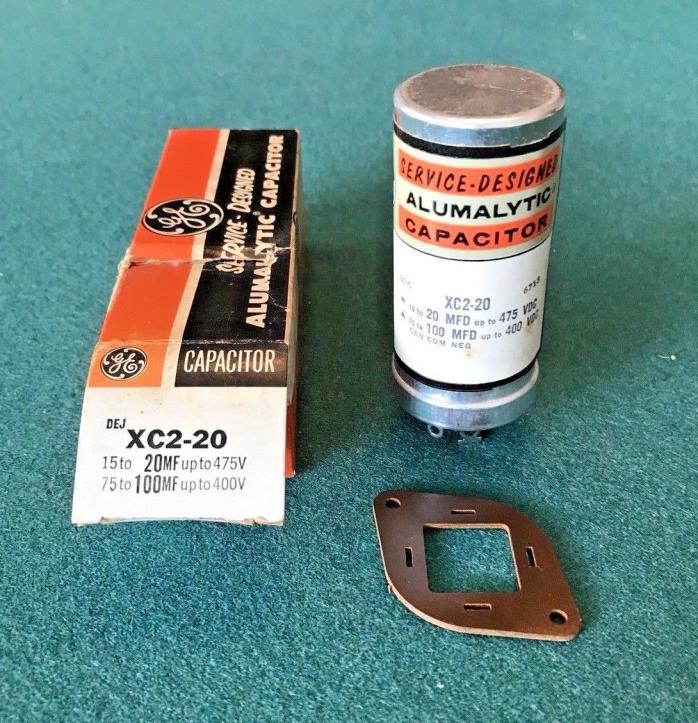 GE XC2-20 Electrolytic Can Capacitor 20-100 MF  475-400 V  NOS NIB