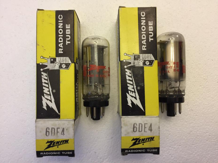 Pair of Zenith brand 6DE4 New Unused Vacuum Tubes