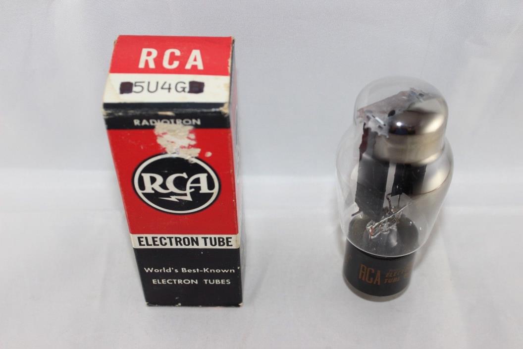 BOXED 1950's Vintage RCA 5U4G Big Bottle 5U4GB BLACK Plate TESTS STRONG