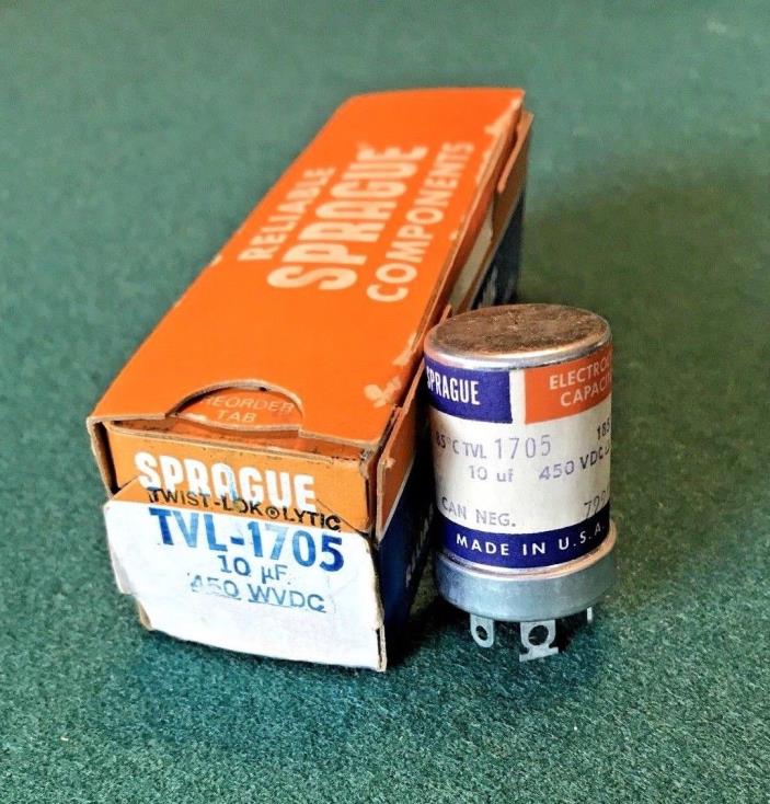 Sprague TVL-1705  Electrolytic Can Capacitor 10 uF 450 WVDC - NOS