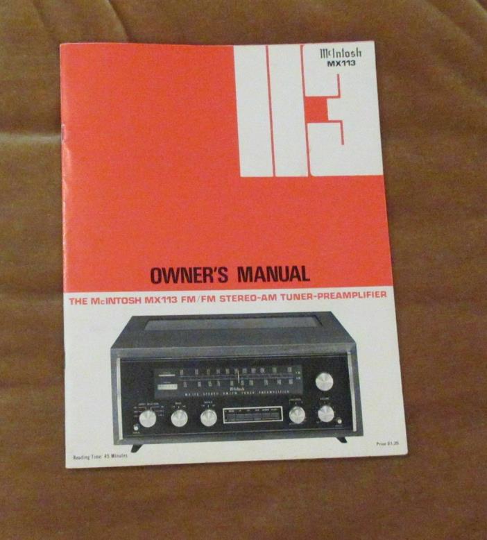 McIntosh MX 113 Owners Manual and brochure - Original