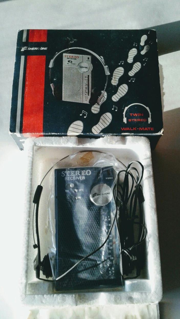 VINTAGE Walkman AM/FM Stereo Radio Receiver Walk Mate Sheritone Original Box