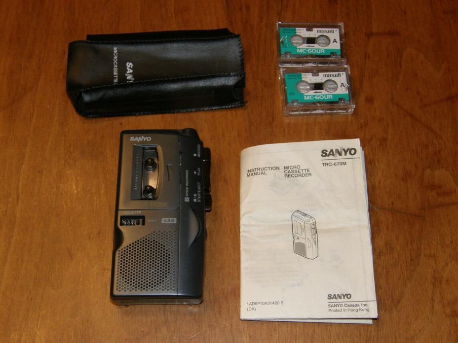Sanyo TRC-670M Handheld Microcassette Voice Recorder Dictaphone w/Micro Cassette