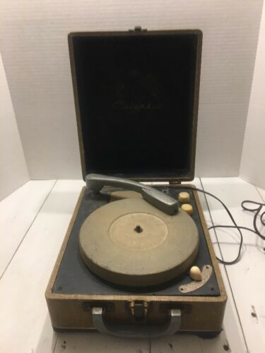 Vintage COLUMBIA MODEL 202 Tube-type 3-Speed Portable Record Player / Phonograph
