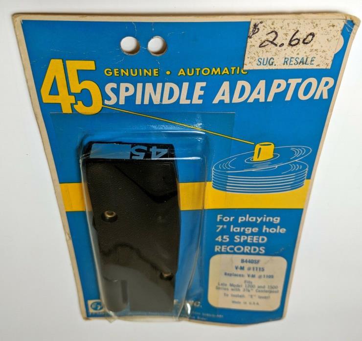 NOS 45 RPM Spindle Adapter V-M 1115 B440SF UNOPENED in original package V-M 1105