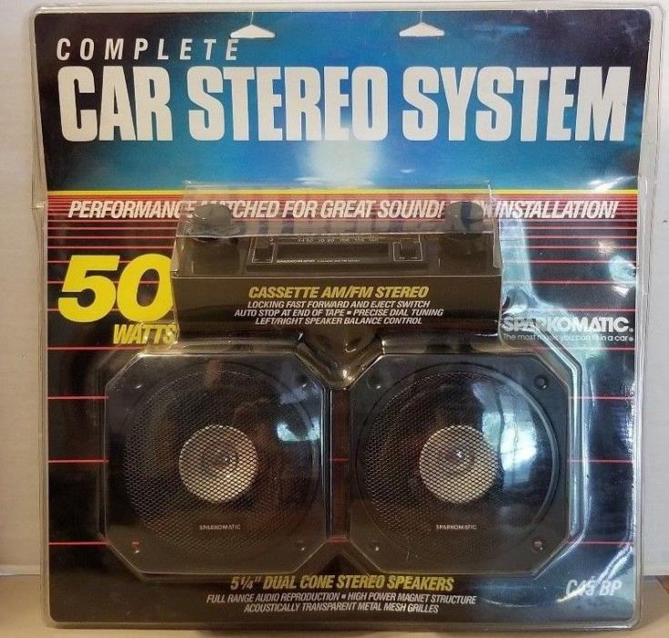 Vintage Sparkomatic Cassette AM/FM Car Stereo System w/Speakers SR35 *NEW*